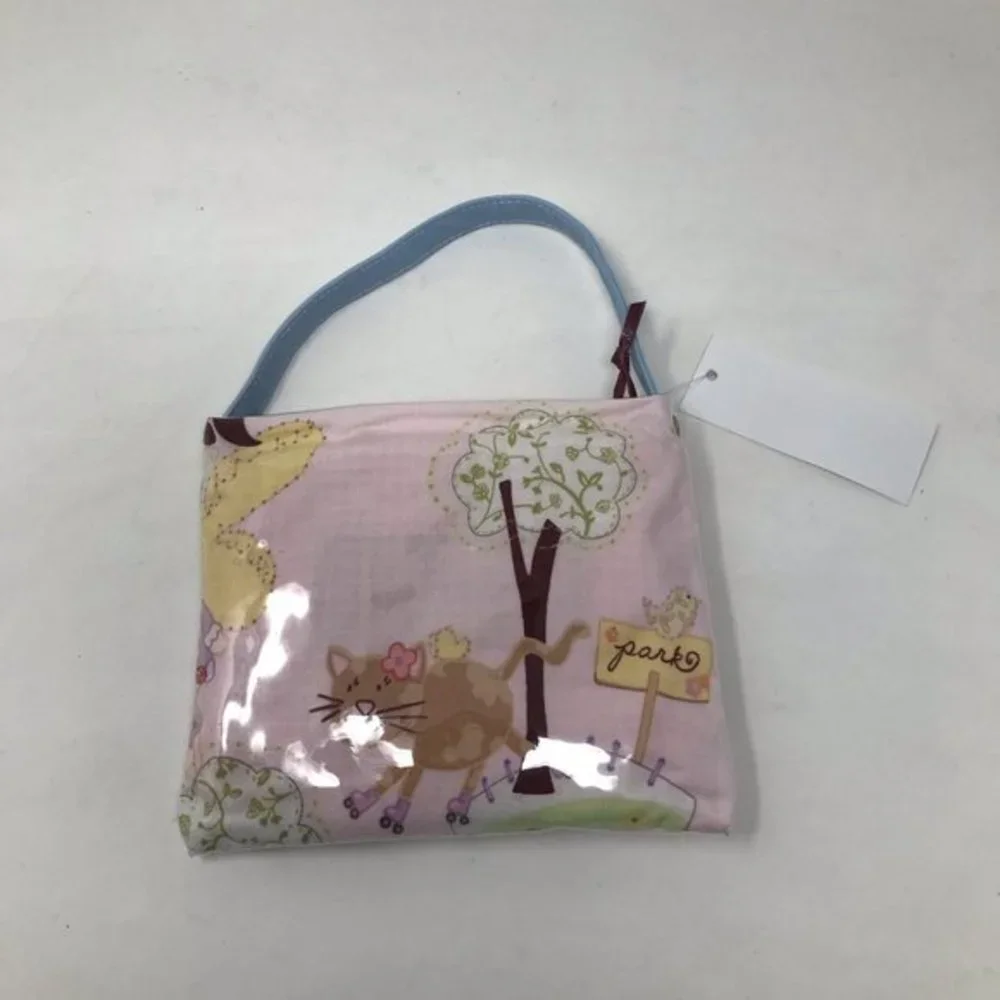 M Andonia Little Girls Mini Flat Tote with Pink Fairy and Cat Print NEW
